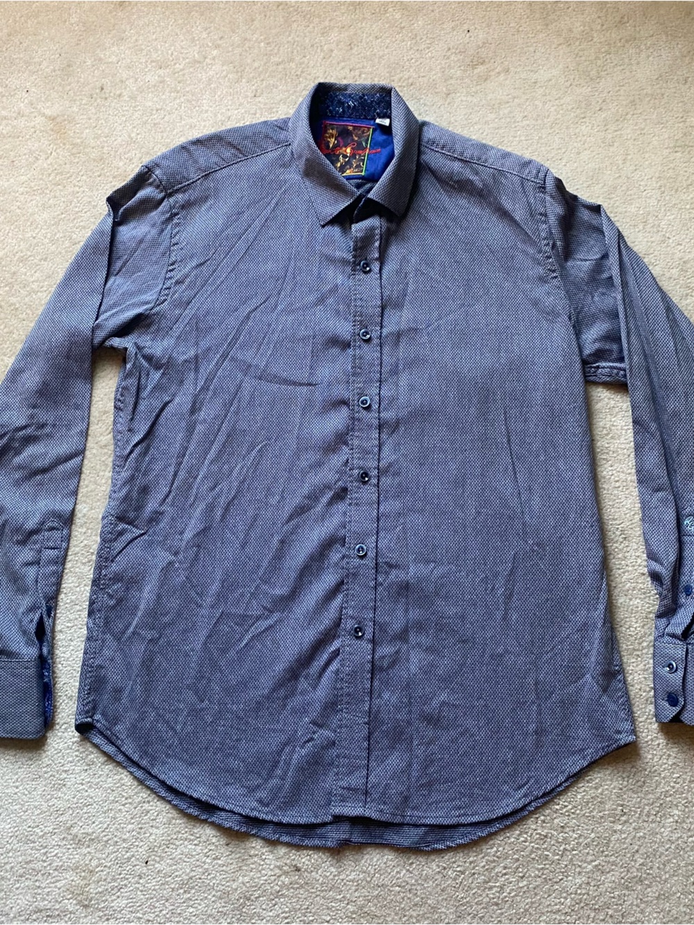 ROBERT GRAHAM Button down Shirt Classic Fit Long Sleeve Size Medium Blue Pattern
